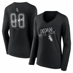 Chicago White Sox Women's Hustle Personalized Name & Number Long Sleeve V-Neck T-Shirt - Black