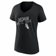 Chicago White Sox Women's Hustle Personalized Name & Number V-Neck T-Shirt - Black