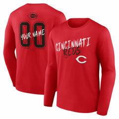 Cincinnati Reds  Hustle Personalized Name & Number Long Sleeve T-Shirt - Red
