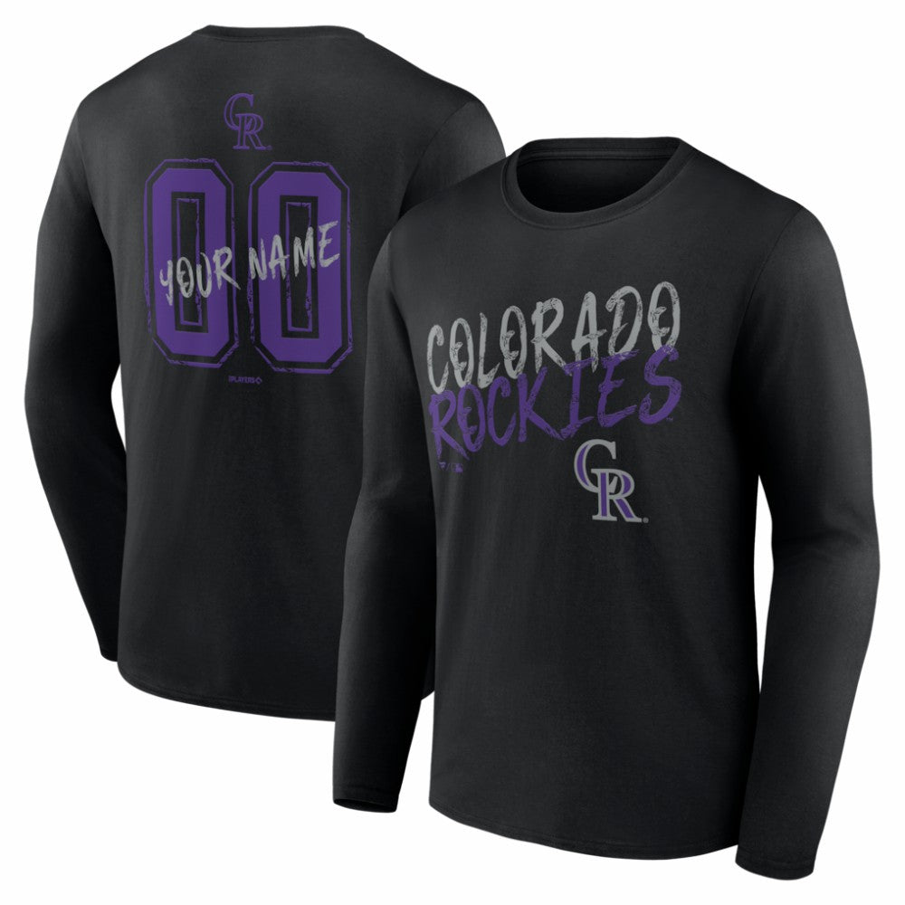 Colorado Rockies  Hustle Personalized Name & Number Long Sleeve T-Shirt - Black