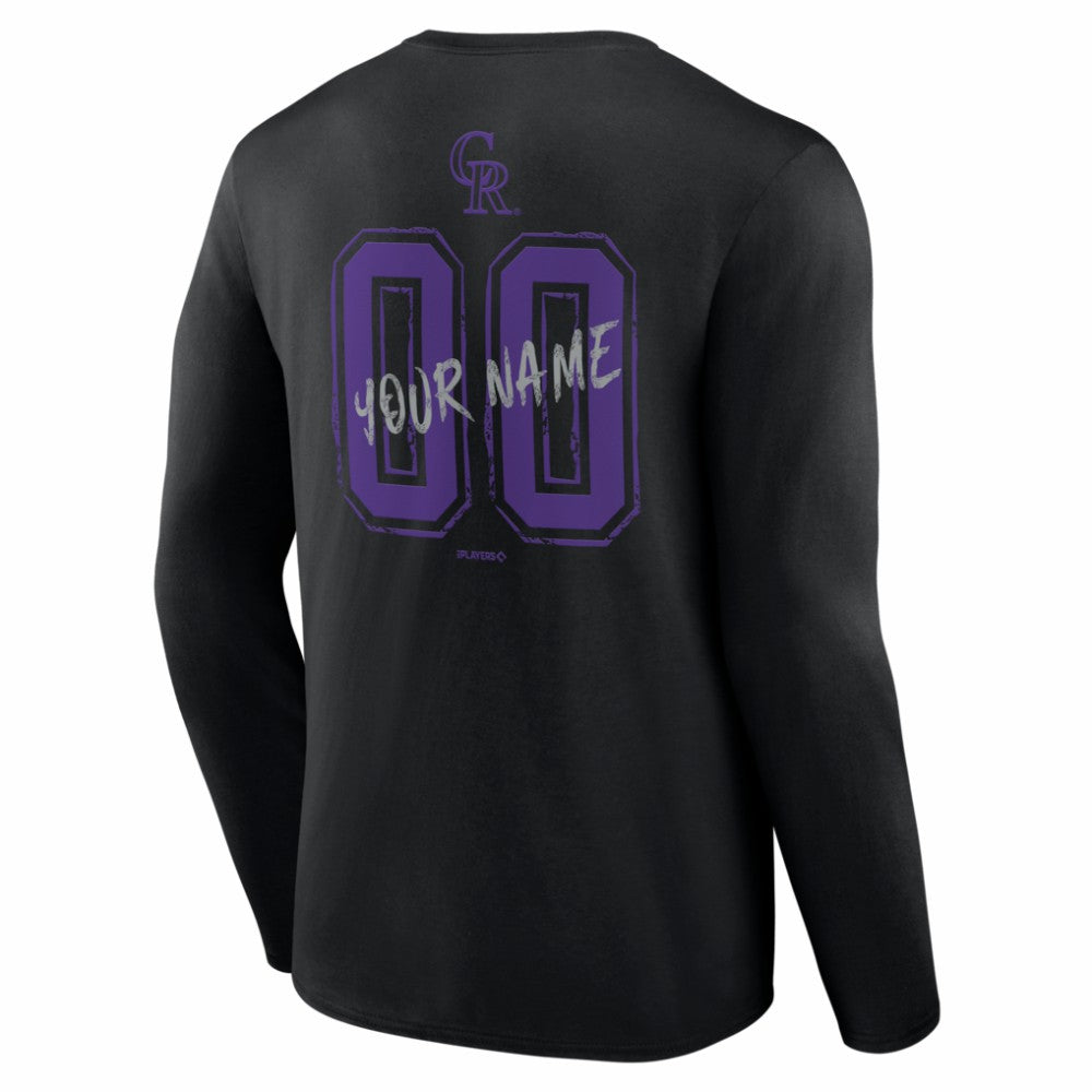 Colorado Rockies  Hustle Personalized Name & Number Long Sleeve T-Shirt - Black