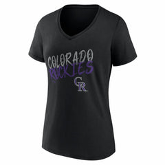 Colorado Rockies Women's Hustle Personalized Name & Number V-Neck T-Shirt - Black