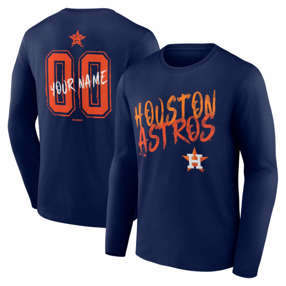 Houston Astros  Hustle Personalized Name & Number Long Sleeve T-Shirt - Navy