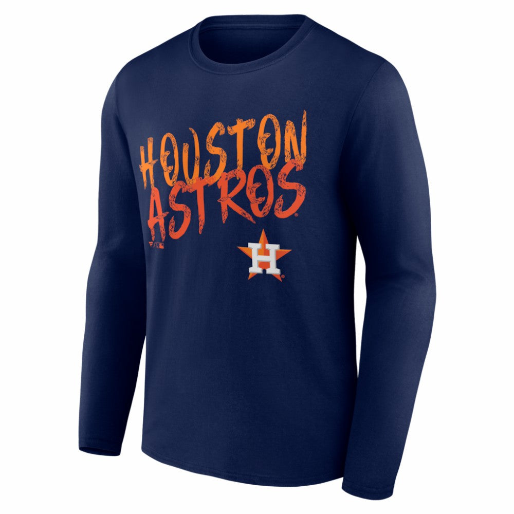 Houston Astros  Hustle Personalized Name & Number Long Sleeve T-Shirt - Navy
