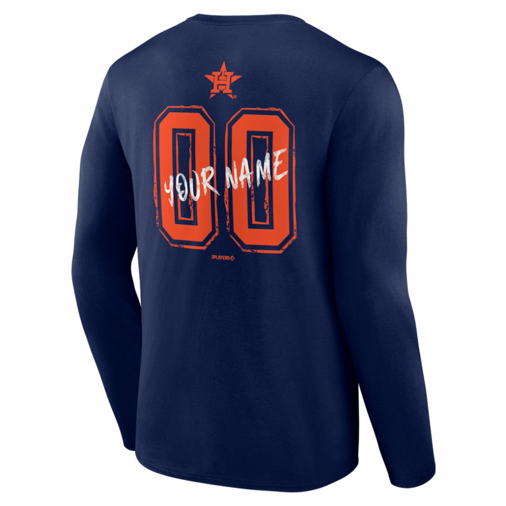 Houston Astros  Hustle Personalized Name & Number Long Sleeve T-Shirt - Navy