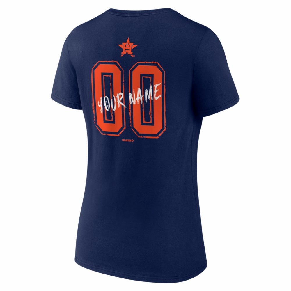 Houston Astros Women's Hustle Personalized Name & Number V-Neck T-Shirt - Navy