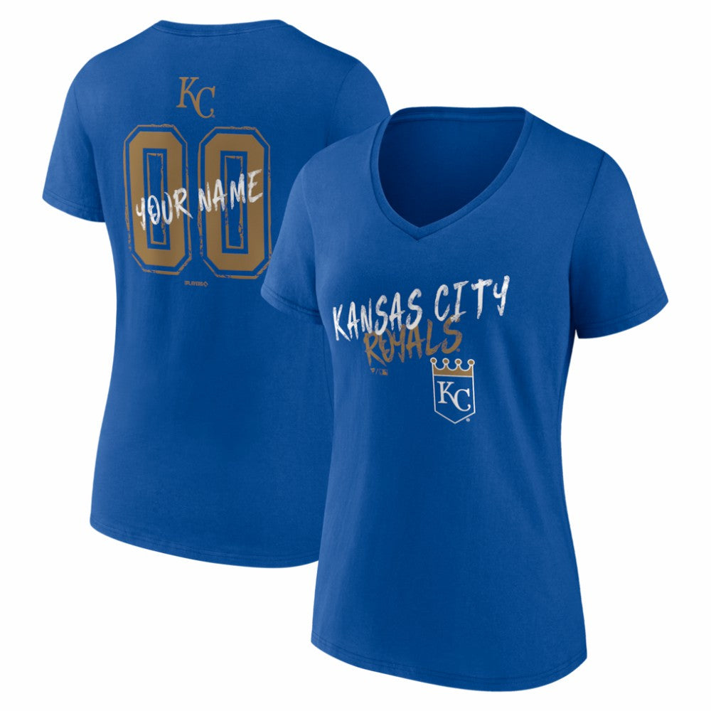 Kansas City Royals Women's Hustle Personalized Name & Number V-Neck T-Shirt - Royal