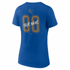 Kansas City Royals Women's Hustle Personalized Name & Number V-Neck T-Shirt - Royal