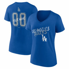Los Angeles Dodgers Women's Hustle Personalized Name & Number V-Neck T-Shirt - Royal