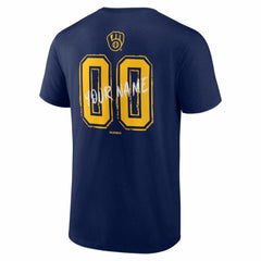 Milwaukee Brewers  Hustle Personalized Name & Number T-Shirt - Navy