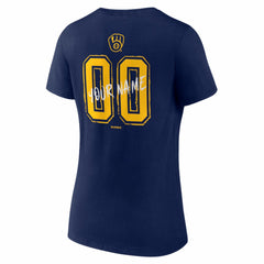 Milwaukee Brewers Women's Hustle Personalized Name & Number V-Neck T-Shirt - Navy