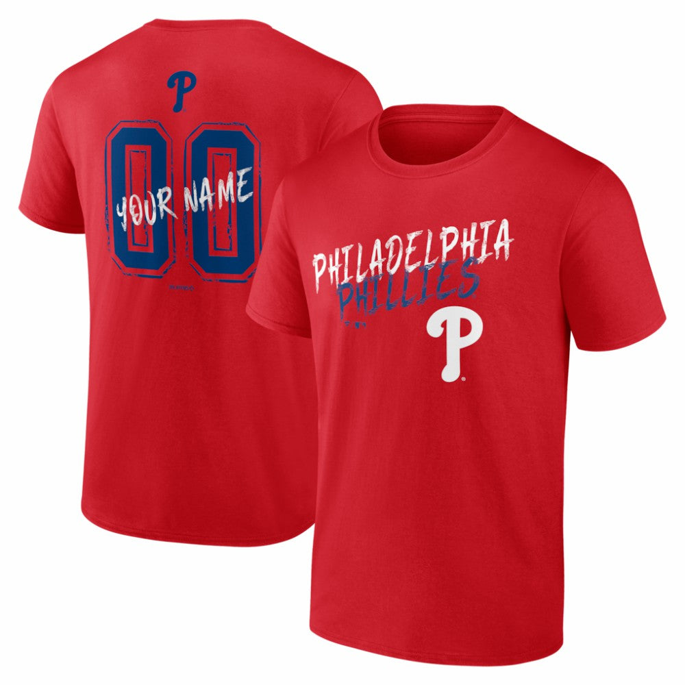 Philadelphia Phillies  Hustle Personalized Name & Number T-Shirt - Red