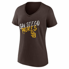 San Diego Padres Women's Hustle Personalized Name & Number V-Neck T-Shirt - Brown