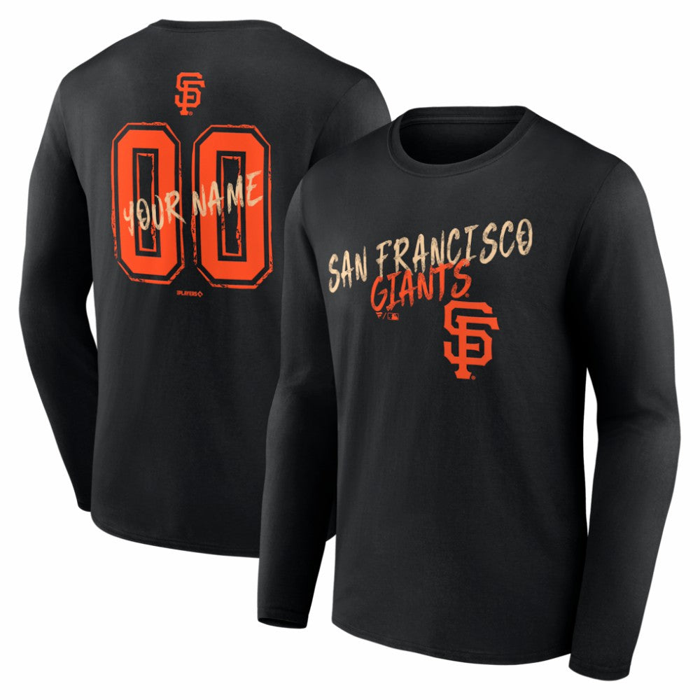 San Francisco Giants  Hustle Personalized Name & Number Long Sleeve T-Shirt - Black