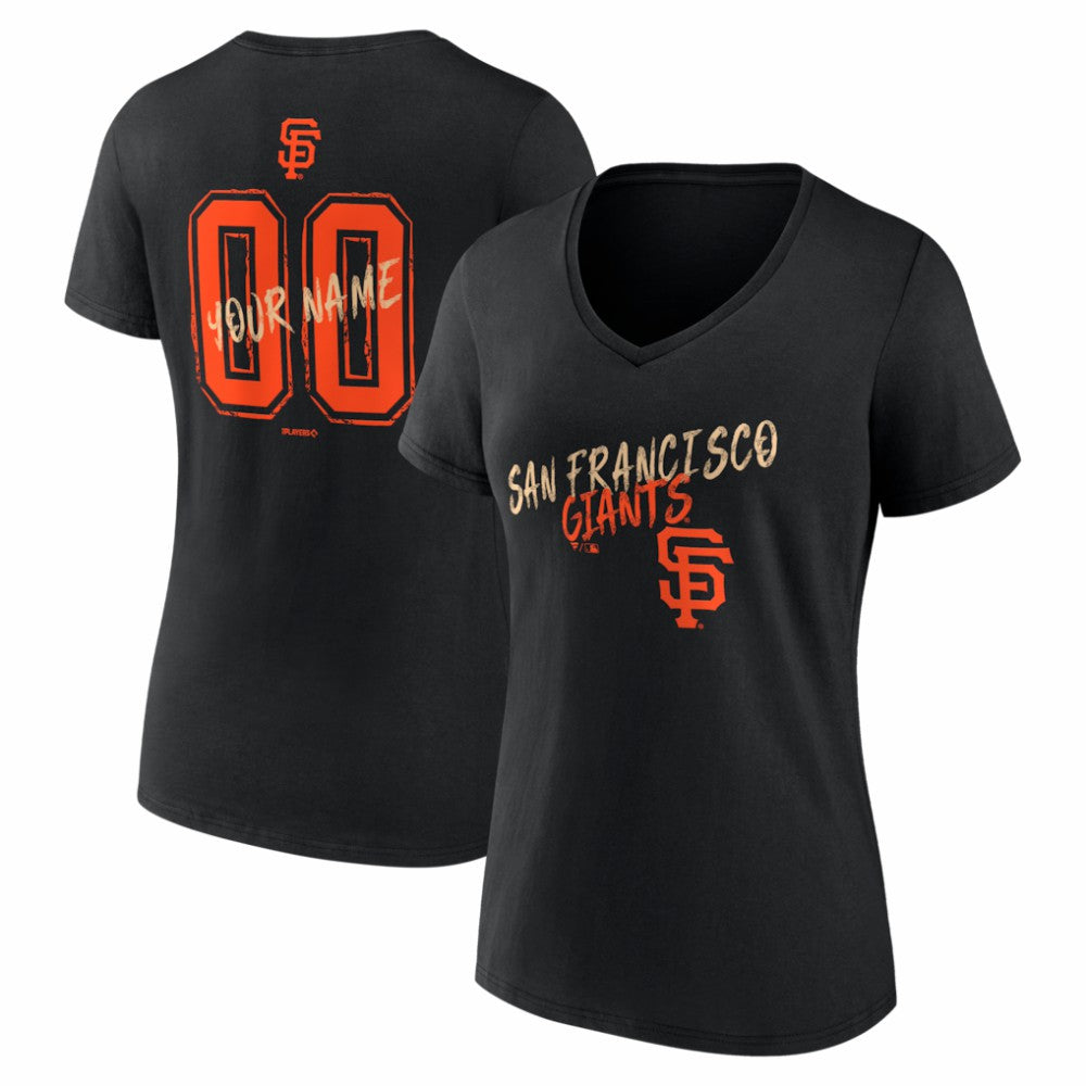 San Francisco Giants Women's Hustle Personalized Name & Number V-Neck T-Shirt - Black