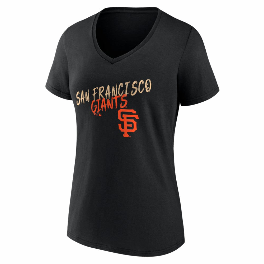 San Francisco Giants Women's Hustle Personalized Name & Number V-Neck T-Shirt - Black