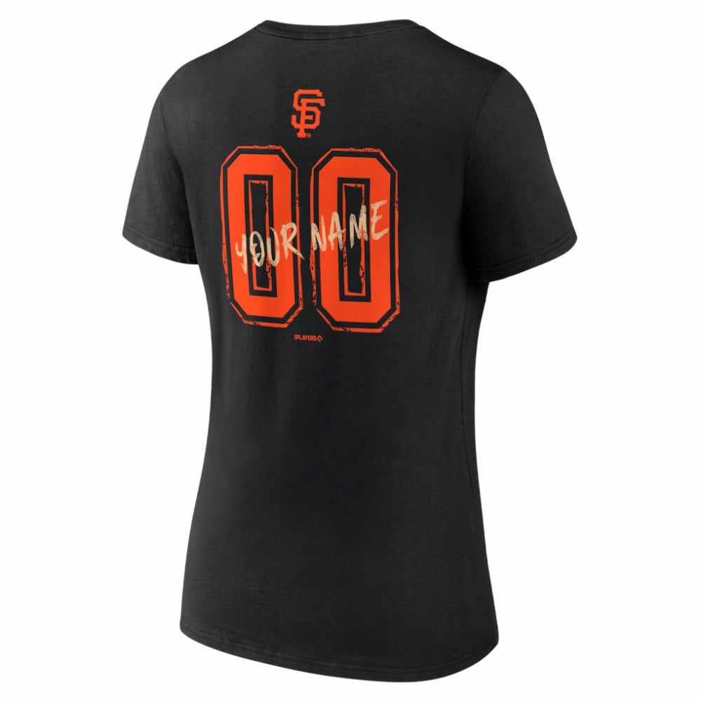 San Francisco Giants Women's Hustle Personalized Name & Number V-Neck T-Shirt - Black