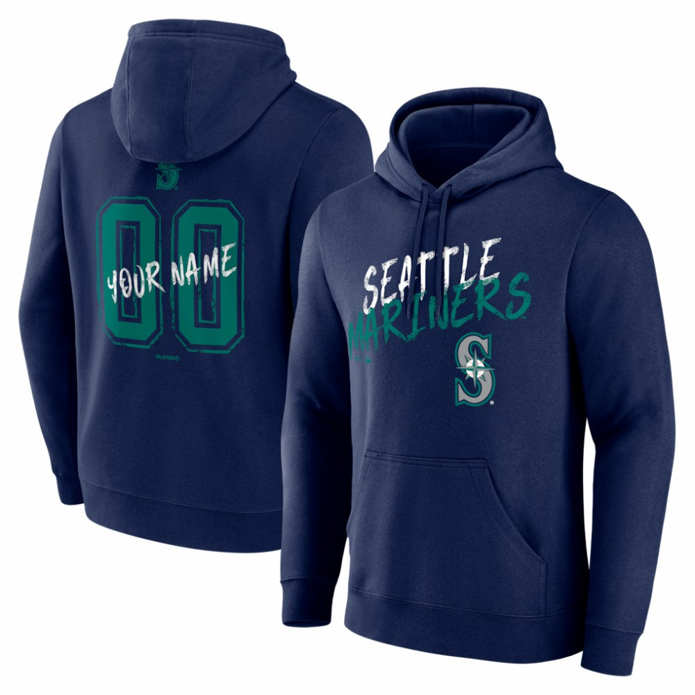 Seattle Mariners  Hustle Personalized Name & Number Hoodie - Navy