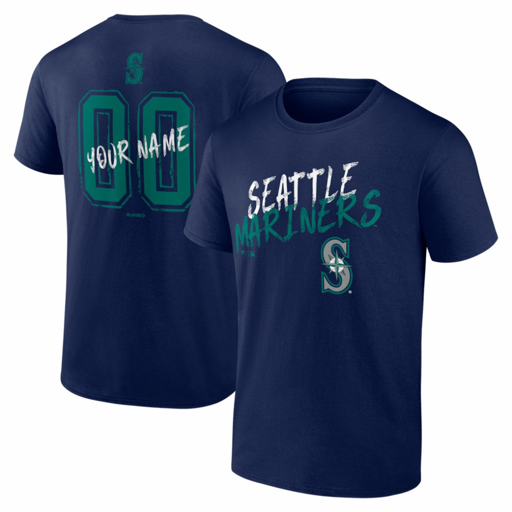 Seattle Mariners  Hustle Personalized Name & Number T-Shirt - Navy