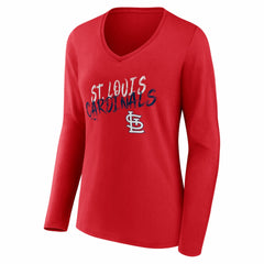 St. Louis Cardinals Women's Hustle Personalized Name & Number Long Sleeve V-Neck T-Shirt - Red
