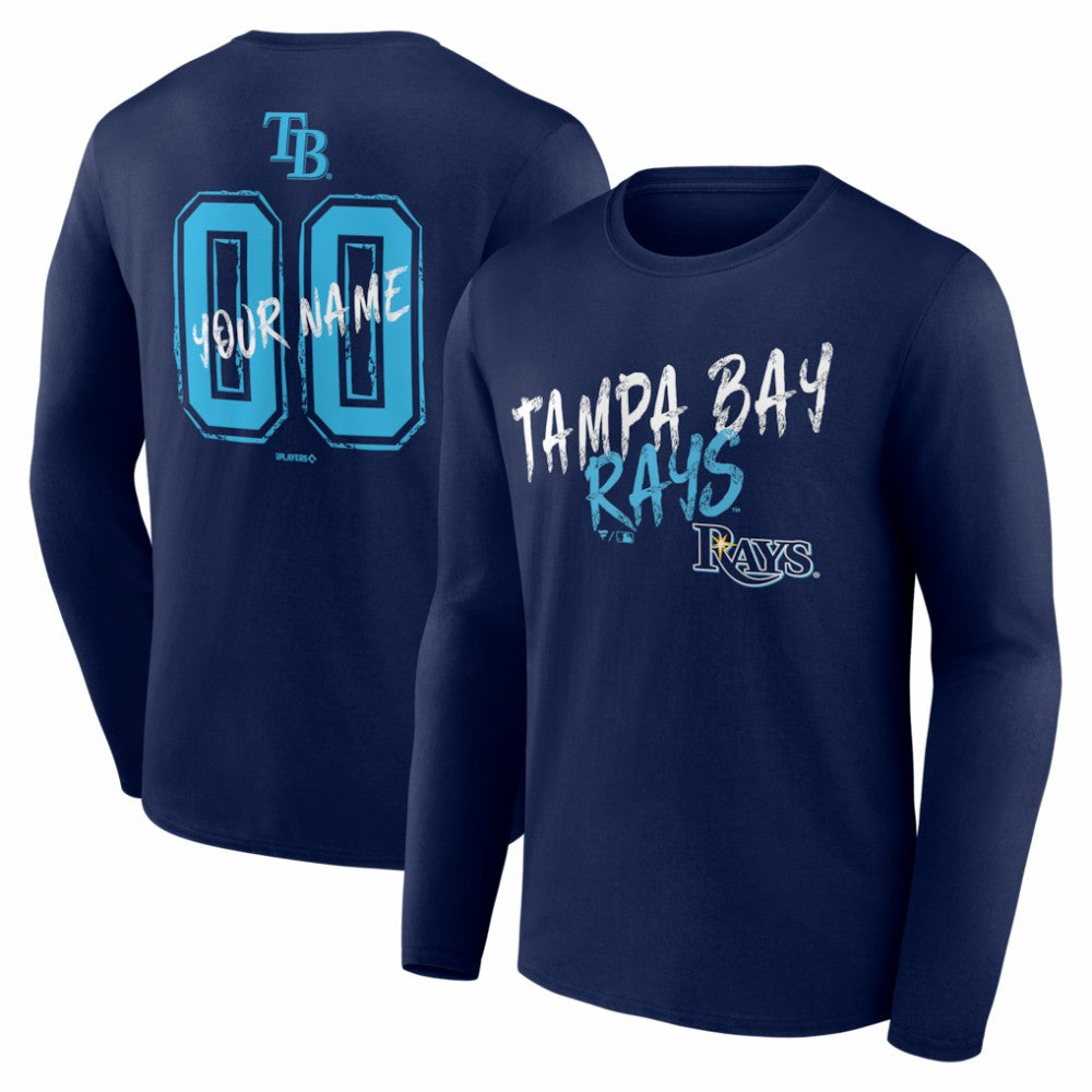Tampa Bay Rays  Hustle Personalized Name & Number Long Sleeve T-Shirt - Navy