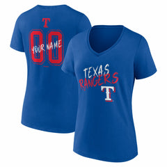 Texas Rangers Women's Hustle Personalized Name & Number V-Neck T-Shirt - Royal