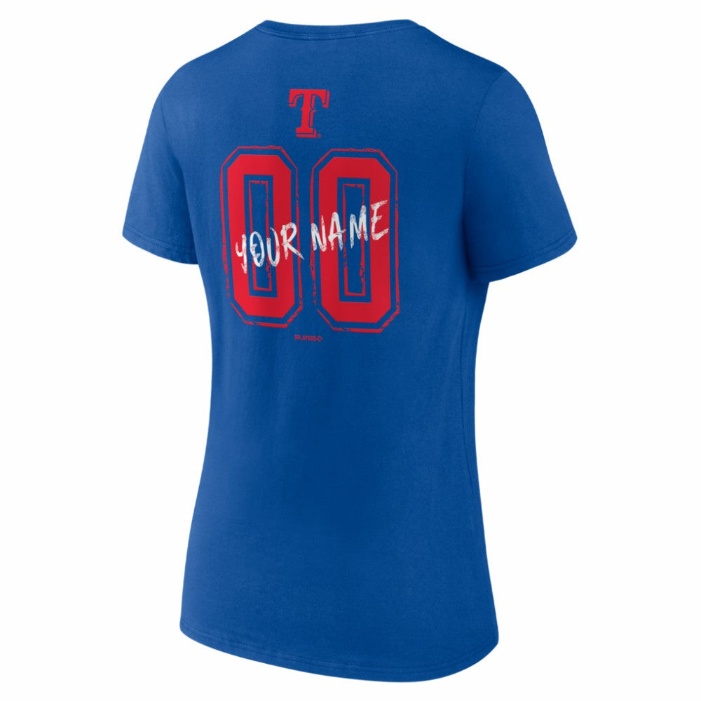 Texas Rangers Women's Hustle Personalized Name & Number V-Neck T-Shirt - Royal