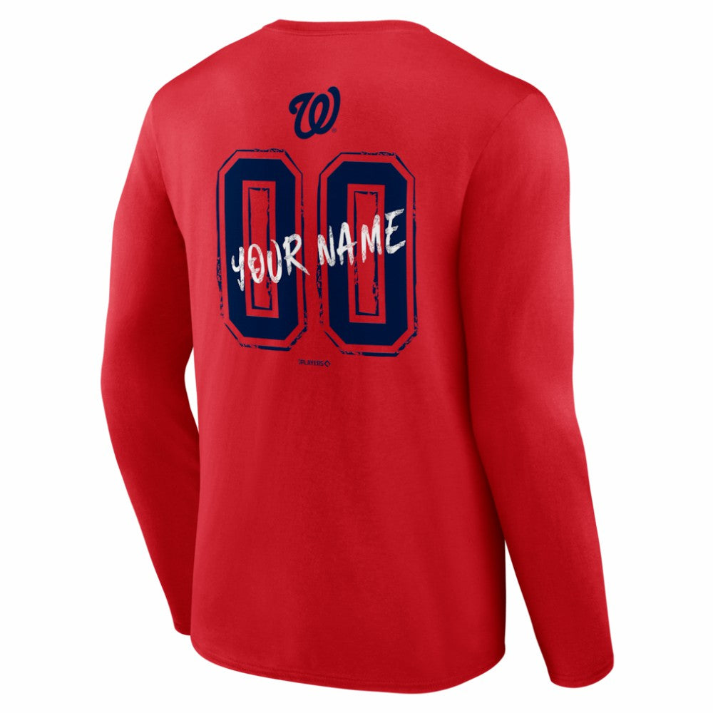 Washington Nationals  Hustle Personalized Name & Number Long Sleeve T-Shirt - Red