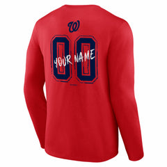 Washington Nationals  Hustle Personalized Name & Number Long Sleeve T-Shirt - Red