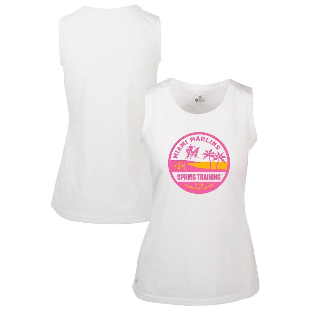 Miami Marlins Levelwear Women's Macy Spring Training Badge Bold Tank Top - White