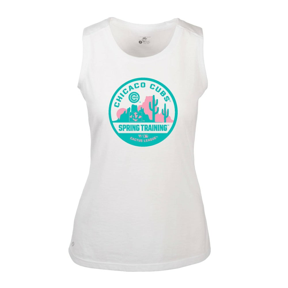 Chicago Cubs Levelwear Women's Macy Spring Training Badge Bold Tank Top - White