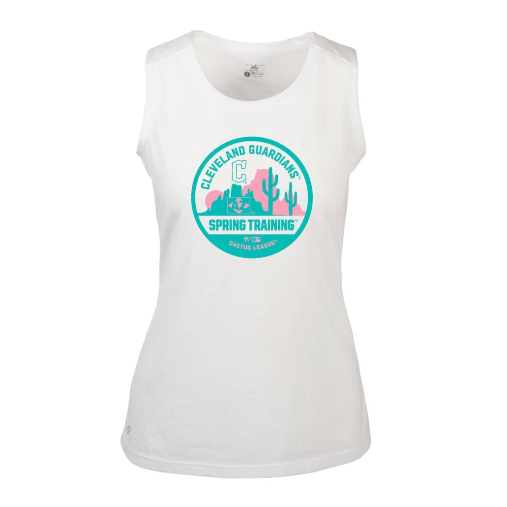 Cleveland Guardians Levelwear Women's Macy Spring Training Badge Bold Tank Top - White