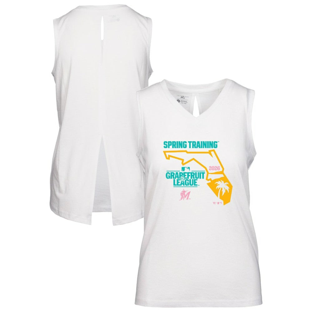 Miami Marlins Levelwear Women's 2026 Spring Training Paisley Ball Bold Tank - White