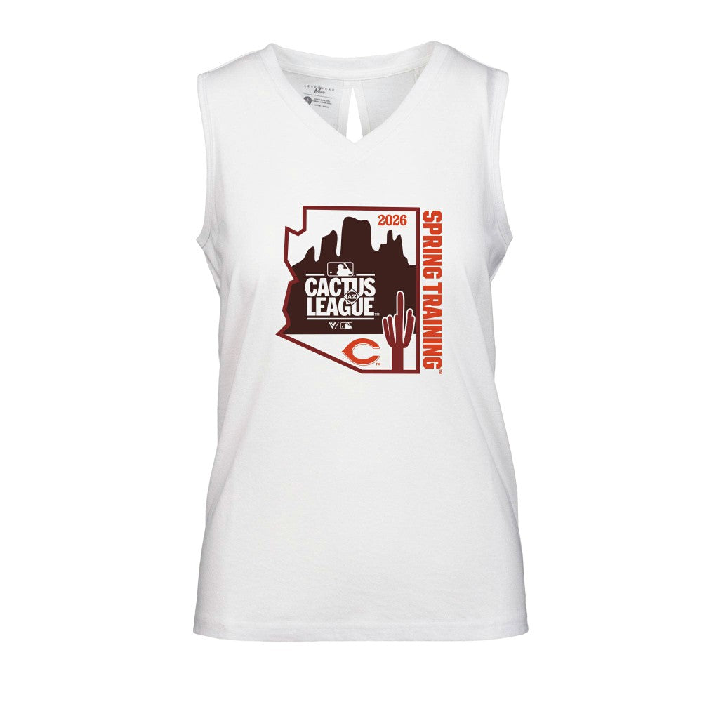 Cincinnati Reds Levelwear Women's 2026 Spring Training Paisley Ball Bold Tank - White