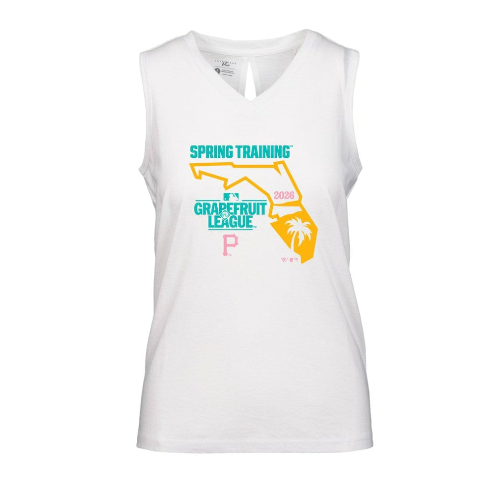 Pittsburgh Pirates Levelwear Women's 2026 Spring Training Paisley Ball Bold Tank - White