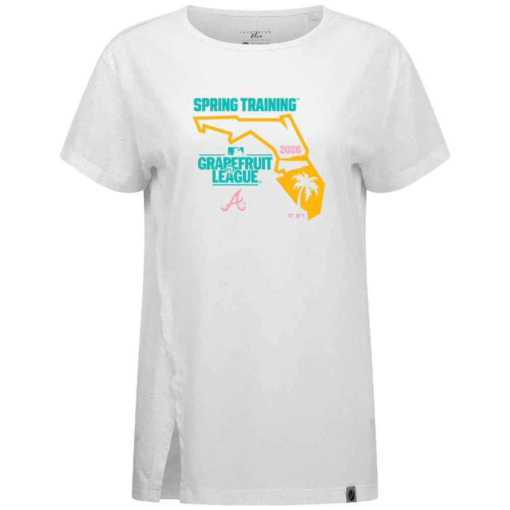 Atlanta Braves Levelwear Women's 2026 Spring Training Influx Ball Bold T-Shirt - White