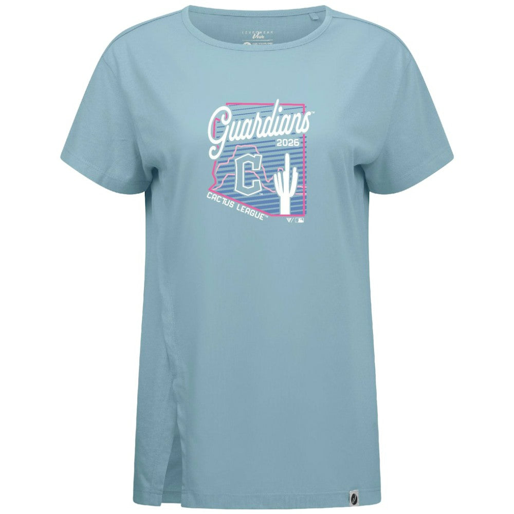 Cleveland Guardians Levelwear Women's Influx Spring Training Sunrise Bold T-Shirt - Blue