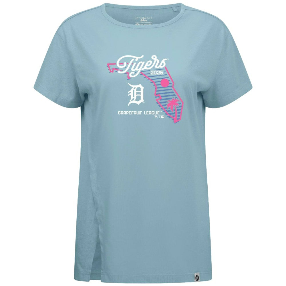 Detroit Tigers Levelwear Women's Influx Spring Training Sunrise Bold T-Shirt - Blue