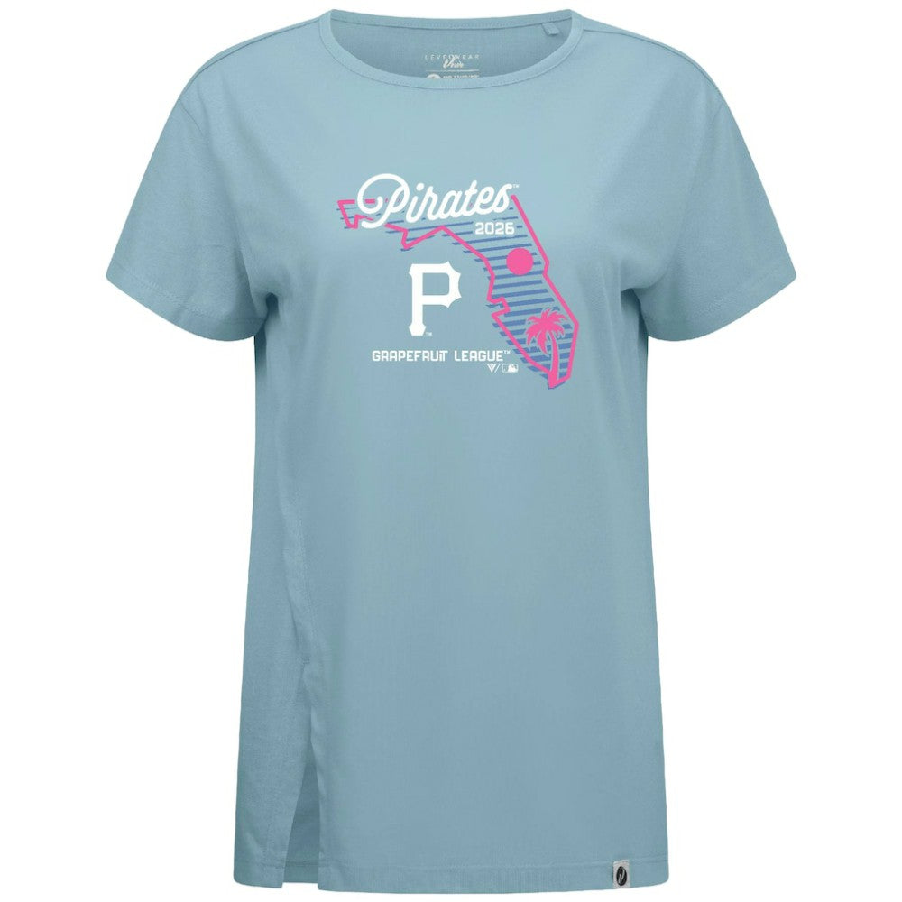 Pittsburgh Pirates Levelwear Women's Influx Spring Training Sunrise Bold T-Shirt - Blue