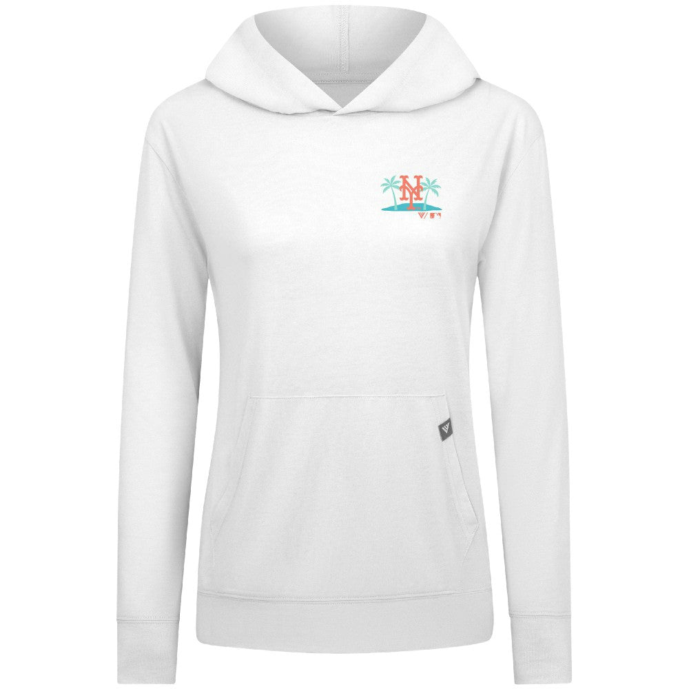 New York Mets Levelwear Women's Relay Spring Break Panoramic Bold Hoodie - White