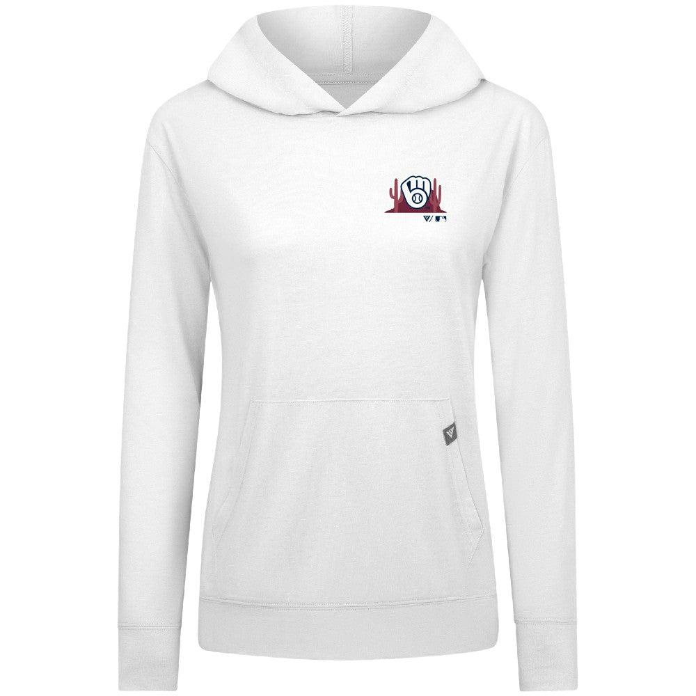 Milwaukee Brewers Levelwear Women's Relay Spring Break Panoramic Bold Hoodie - White
