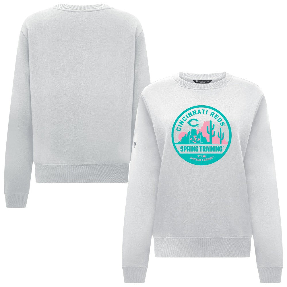 Cincinnati Reds Levelwear Women's Yvette Spring Training Badge Bold Sweatshirt - White