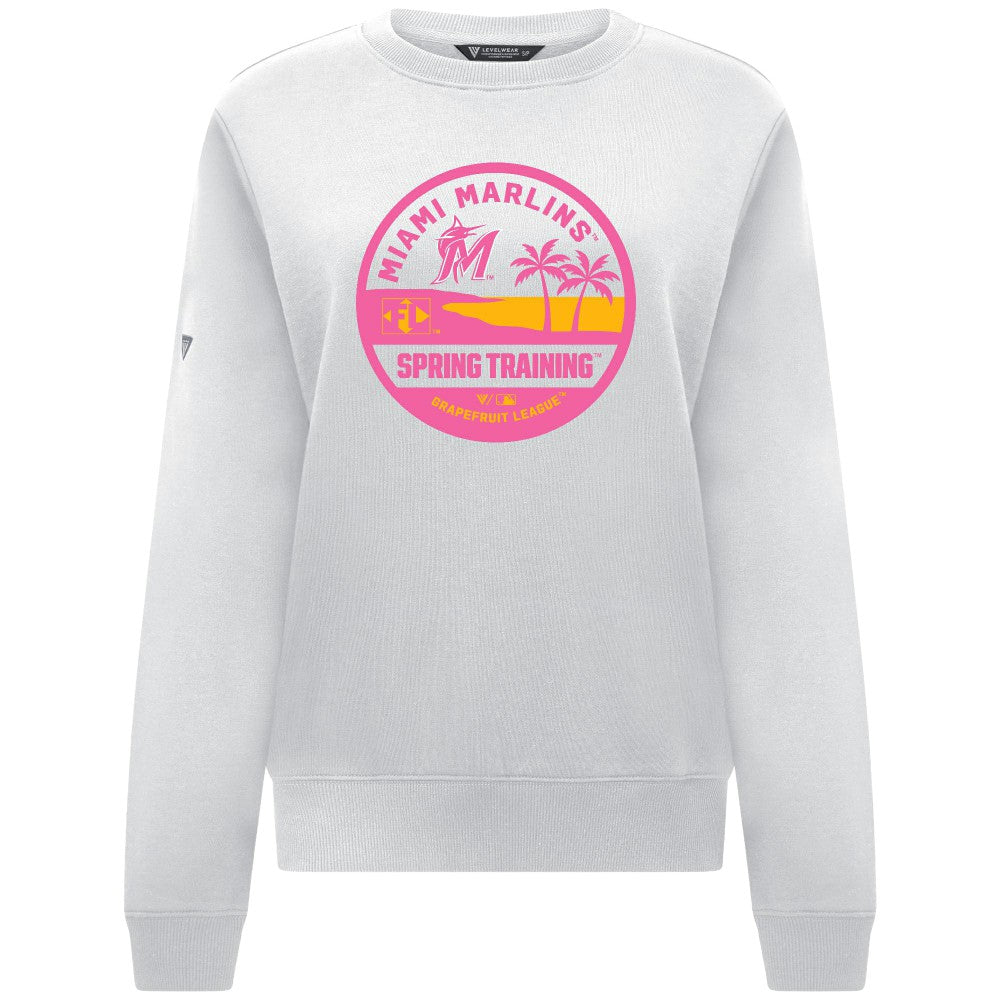 Miami Marlins Levelwear Women's Yvette Spring Training Badge Bold Sweatshirt - White