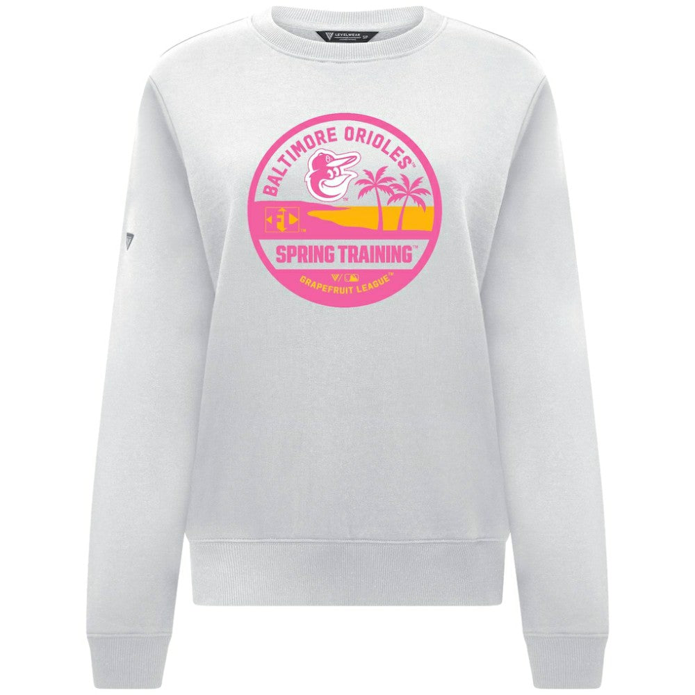 Baltimore Orioles Levelwear Women's Yvette Spring Training Badge Bold Sweatshirt - White