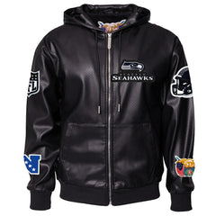 Seattle Seahawks Jeff Hamilton Vegan Leather Full-Zip Hooded Jacket - Black cheap