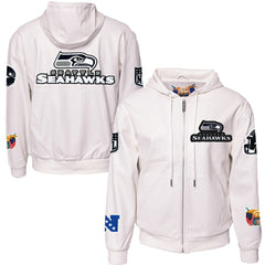 Seattle Seahawks Jeff Hamilton Vegan Leather Full-Zip Hooded Jacket - White sale