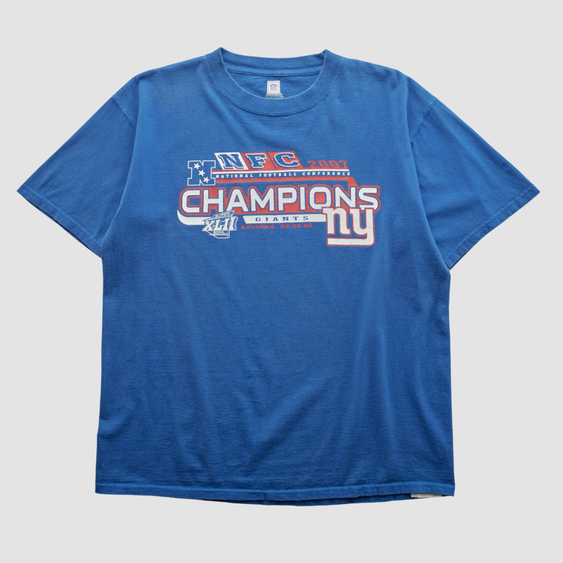 Super Bowl XLII NFL 2007 T-shirt - Blue Vintage for sale
