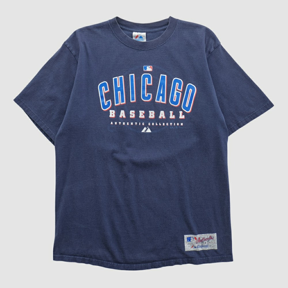 Chicago Cubs Majestic 2000s T-shirt - Navy Vintage