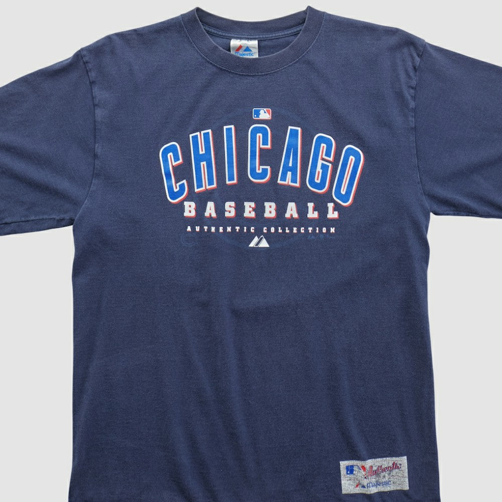 Chicago Cubs Majestic 2000s T-shirt - Navy Vintage