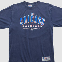 Chicago Cubs Majestic 2000s T-shirt - Navy Vintage